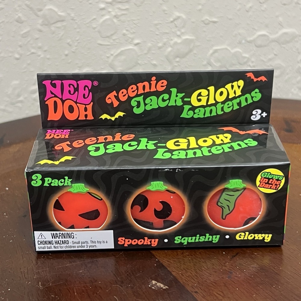 Nee Doh Halloween Glow in the Dark Teenie Jack-Glow Lanterns 3 Pack Fidget Toy